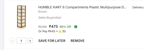 Image of HUMBLE KART 6 Compartments Plastic Drawer