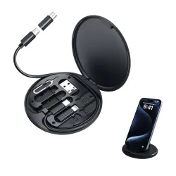HUMBLE Mini Multi-Functional Fast Charging Data Cable Set for Apple, Android, Type C Charging with Retrieve Card Pin, Ro