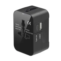 HUMBLE Universal Travel Adapter with Fast Charging Black