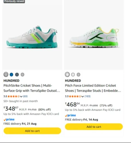 Image of HUNDRED Men Cricket Shoes From ₹348