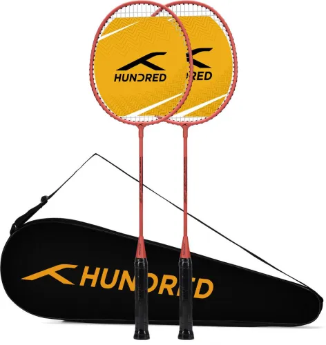 Image of Hundred POWERTEK STAR Yellow Strung Badminton Racquet (Pack of: 2, 78 g)
