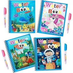 HURRYSHOPPY Magic Water Coloring Book Reusable Coloring Book good for Kids Toddlers Children Magic Water Book WaterBook Cartoon Characters Fun Water Album For Boys and Girls (MULTI DESIGN)