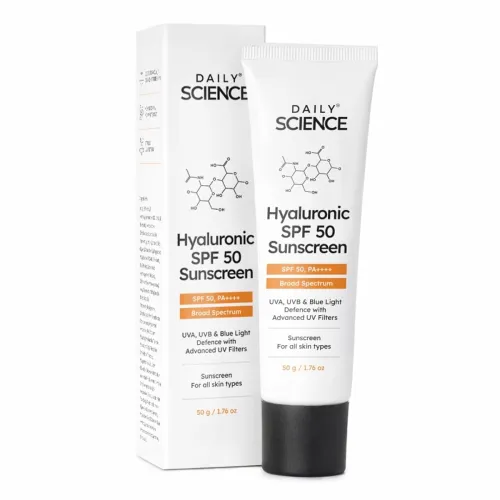 Image of Hyaluronic SPF 50 Sunscreen with Advanced UV Filters | Broad Spectrum Sun, UVA, UVB, Blue Light Protection, SPF 50 & PA+