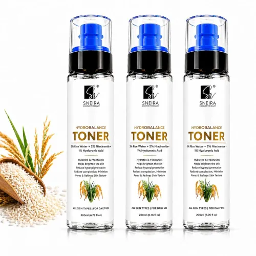 Image of HydroBalance Toner 300 ml, 3% Rice Water, 2% Niacinamide, Enriched with 1% Hyaluronic Acid Exfoliating Face Toner Mist F