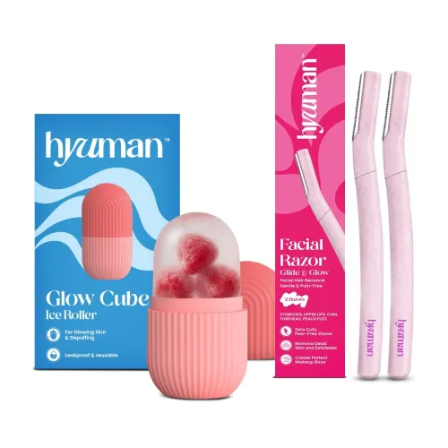 Image of Hyuman Face Razor Pack of 2 + Ice Roller – Gentle Hair Removal & Skin Care Set for Women (Set of 2)