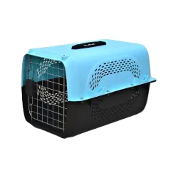 IATA Approved Pet Travel Carrier Plastic Handle Hinged Door Folding Crate