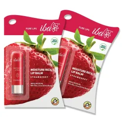 Iba Pure Lips Moisture Rich Lip Balm - Strawberry, 4.5 g Pack of 2
