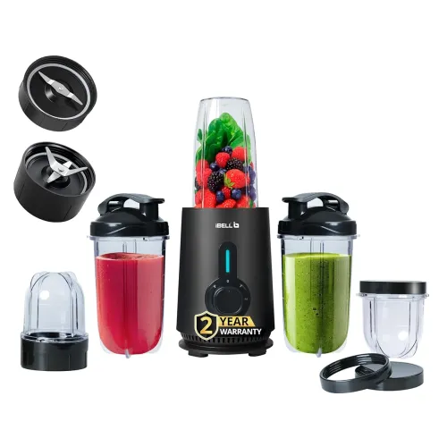 Image of iBELL NUTRIMAX500X Nutri Blender - Smoothie Maker with 5 Jars, 2 Blades, 2 Year Warranty, 3 Modes, 600 Watts, 24000RPM, 