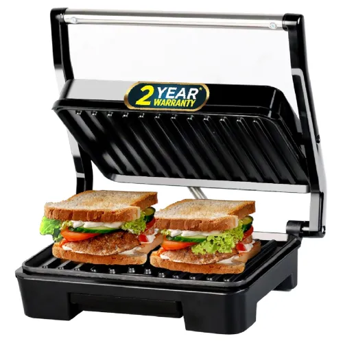 Image of iBELL SM1515 Sandwich Maker with Floating Hinges, 1000Watt, Panini/Grill/Toast (Black)