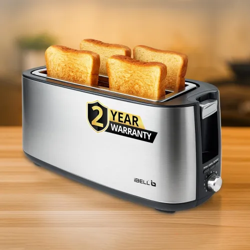 Image of iBELL Toaster CrustoF40 Auto Pop-up 4 Slice Bread Toaster