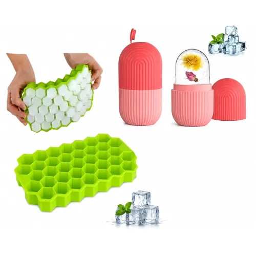Image of Ice Roller & Silicone Ice Cube Tray Combo Pack of 2