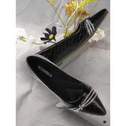 Iconics Women's Slip On Ballerinas, Colour-Black, Size-UK 6