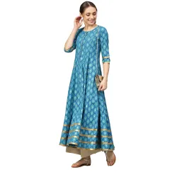 idaLia Women’s Anarkali Cotton Kurta