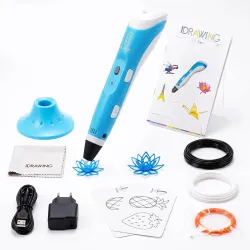 IDrawing Blue Color Magic 3D Pen with 3 PLA Filaments 5 Metre Each - USB Powered 3D Printing Pen, Adjustable Speed, Fast Heating, Auto Standby for Kids, Adults, Models, DIY Art, Crafts & Dra...