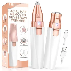 IFANZETECH Eyebrow & Facial Hair Trimmer for Women: 2 in1 Rechargeable Facial Hair Removal and Eyebrow Shaver, Painless 