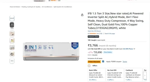 Image of IFB 1.5 Ton 3 Star,New star rated,AI Powered Inverter Split AC