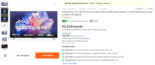 Image of iFFALCON by TCL 126 cm (50 inch) QLED Ultra HD (4K) Smart Google TV (iFF50Q73)