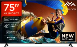 iFFALCON U75 189 cm (75 inch) Ultra HD (4K) LED Smart Google TV with 144 Hz VRR | Wide Color Gamut | AiPQ Pro Processor | 30 W Dolby Vision- Atmos | 3 GB RAM | 32 GB ROM (75U75)