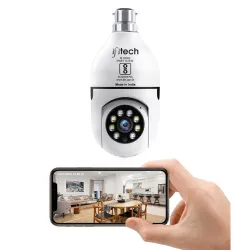 IFITech 3MP Wi-Fi CCTV Bulb Camera | 360° View, Pan Tilt, Full HD