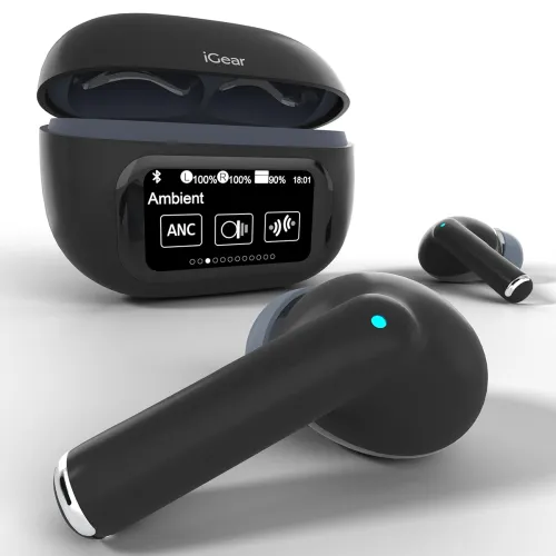 Image of iGear PixelPod Screen TWS, ANC (32dB), HD Touch Display, Bluetooth v5.4 | Type-C Fast Charging, Voice Assistant, Spatial