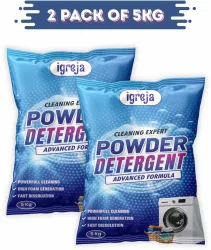IGREJA Bright Like New Front/Top Load cleaning expert Blue Detergent Powder pouch 10kg Detergent Powder (Fresh) (10 kg)