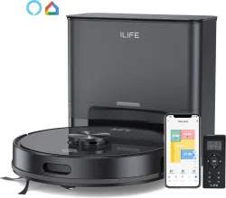 ILIFE T20s Ultra Self-emptying Robot Vacuum with LiDAR Navigation and 10000Pa Suction Robotic Floor Cleaner with Reusable Dust Bag, Anti-Bacterial Cleaning, 2 in 1 Mopping and Vacuum (WiFi C...