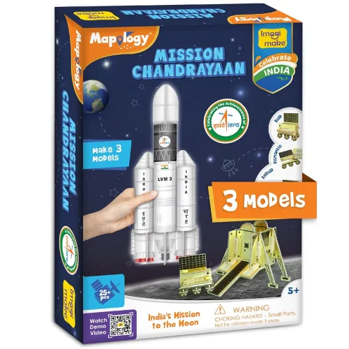 Image of Imagimake Mapology Chandrayaan | ISRO Rocket Model & Satellite | Astronaut Toy | Educational Toys for Kids 5+Years | 3D 