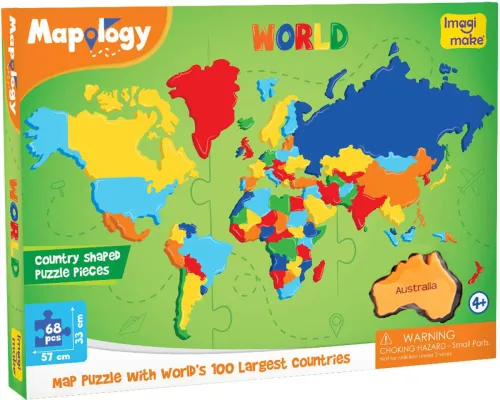 Image of Imagimake Mapology World Map & Its Countries- Learning Aid & Educational Toy- Age 4 years+ (68 Pieces)
