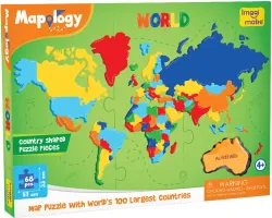 Imagimake Mapology World Map & Its Countries- Learning Aid & Educational Toy- Age 4 years+ (68 Pieces)
