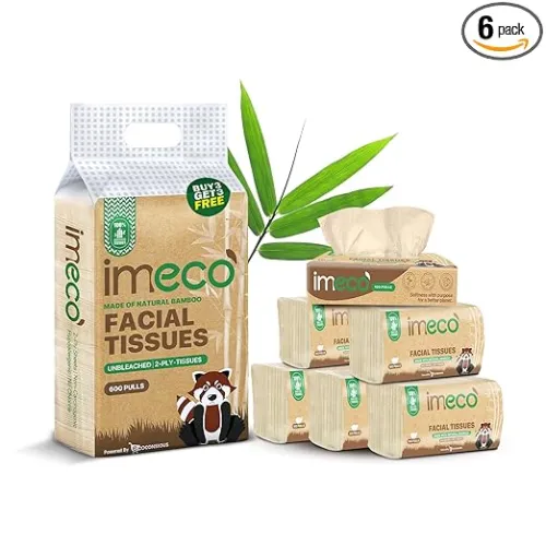 Image of IMECO Bamboo Facial Tissue Papers -Pack of 6 X 100 Pulls 