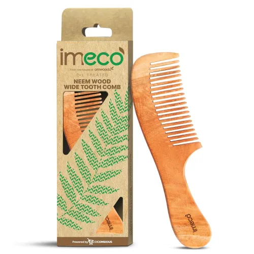 Image of IMECO Kacchi Neem Wooden Wide Tooth Comb