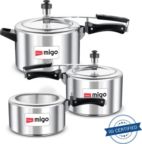 Image of IMPEX Migo Aluminium Pressure Cooker – 2L, 3L, 5L (Inner Lid)