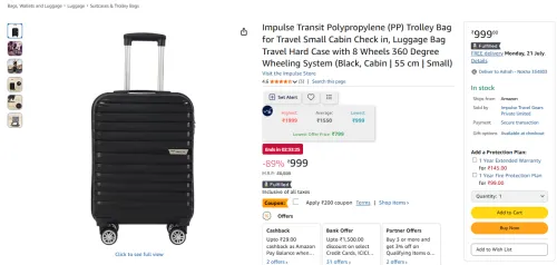 Image of Impulse Transit Polypropylene Trolley Bag 55cm
