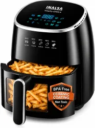 Inalsa Tasty Fry CDW 5.5,1600 W,Non-Toxic Ceramic-Coated Basket ,Touch Control Air Fryer (5.5 L)