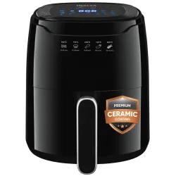 INALSA Non -Toxic Ceramic Coated Air fryer 4.5 L& 1400 W Power | No Micro plastics, No PTFE, PFAS, PFOA | Digital Touch 