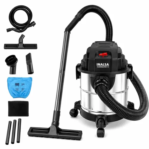 Image of INALSA CleanMaster 12 Wet & Dry Vacuum Cleaner | 1200W High Power | 17 kPa Powerful Suction | 12L Stainless Steel Tank |