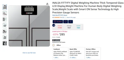 Image of INALSA FITTYFY Digital Weighing Machine LCD 
