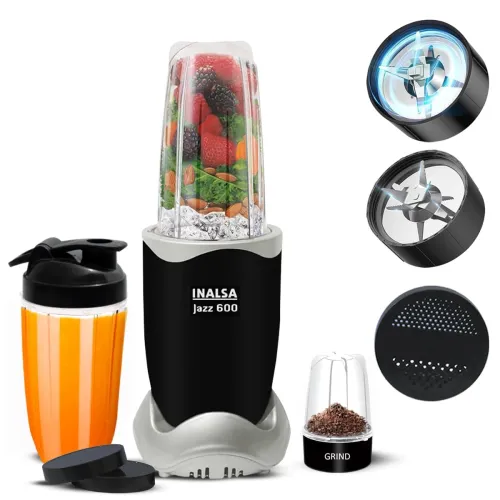 Image of INALSA Mixer Grinder | 3 Jar & 600 W Copper Motor | Blenders for Smoothies and Juices | Smoothie Maker Blender | Nutri B