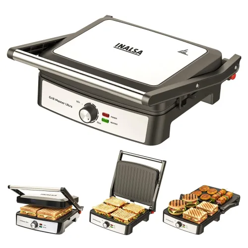 Image of INALSA Sandwich Maker 2200W |Large Non-Stick Coated Cooking Plates | Adjustable Temperature Control |Dual Safety Thermos