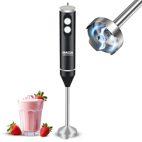 Image of INALSA TurboBlend 450 Hand Blender | 450W Powerful Motor | 2 Speed Control | Stainless Steel Detachable Stem & Blades |