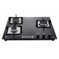 INASLA Premium 3 Burner ≈70cm Gas Stove|5Yr Warranty on Glass & 2Yr on Burner|8MM Toughened Glass|Auto Ignition|Jumbo Brass Burner|LPG Ready &PNG Compatible|360° Gas Nozzle|Milano Arte3B