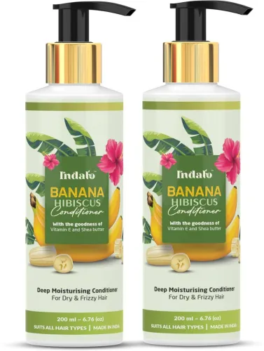 Image of Indalo Banana Hibiscus Hair Conditioner with Vitamin E for Dry & Frizzy Hair (400 ml)