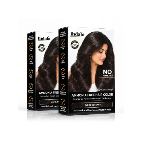 Image of Indalo Natural Dark Brown Hair Colour Herbal Based Ammonia Free with Brahmi