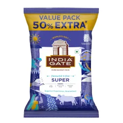 India Gate Basmati Rice Super, 1kg (with Free 500g)
