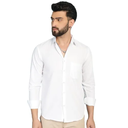 Image of Indian Needle Cotton Solid Casual Shirt for Mens