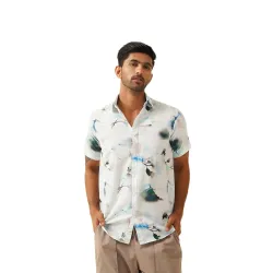 Indian Needle Mens Floral Printed Cotton Casual Shirt