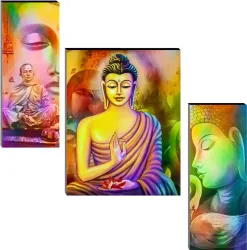 Indianara Set of 3 Buddha Art Paintings