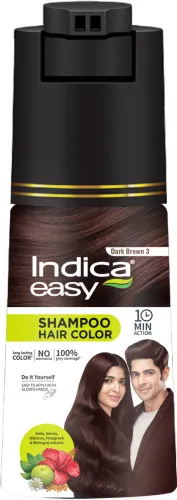 Image of Indica Easy Do-It-Yourself Hair Color Shampoo Pump Pack | 5 Herbal Extracts-Dark Brown , Dark Brown