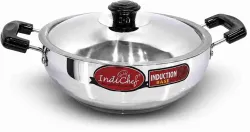 IndiChef 1 Kadahi with Lid Kadhai 30 cm diameter with Lid 4.3 L capacity (Aluminium, Non-stick, Induction Bottom)