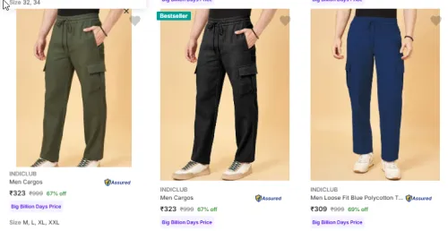 Image of Indiclub Men Cargo Trouser Minimum 70% Discount
